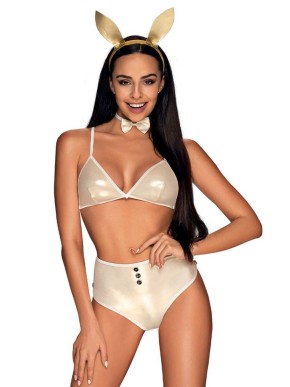 OBSESSIVE NEO GOLDES SET BRA, SHORTS, CHOKER, EARS